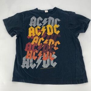ACDC Graphic T Shirt Mens Medium Black Stacked Logo Rock Band Short Sleeve Tee